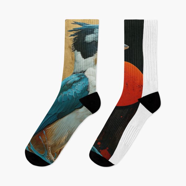 Item preview, Kookaburra standing in turquoise water with a red designed and sold by Rockwpapart.