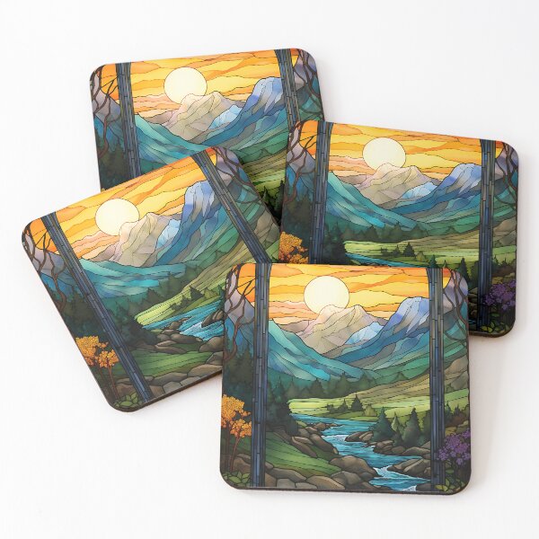 Item preview, Stained Glass Landscape Art designed and sold by FrostyForge.