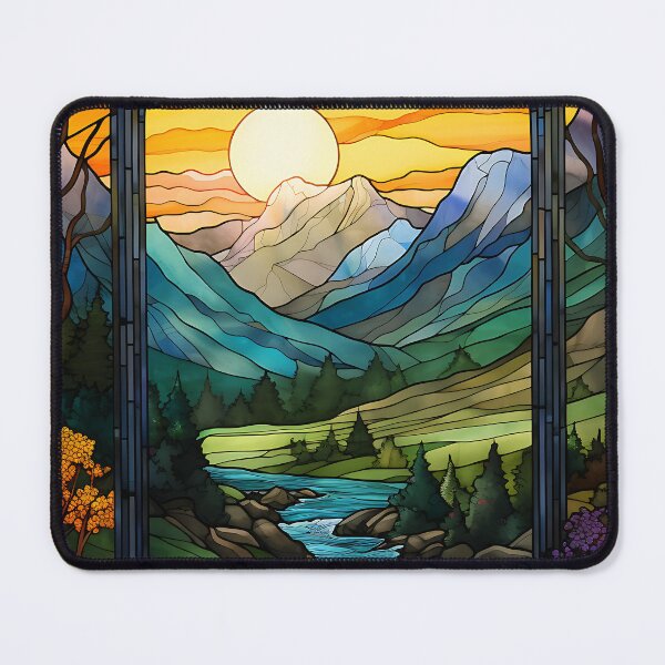 Item preview, Stained Glass Landscape Art designed and sold by FrostyForge.