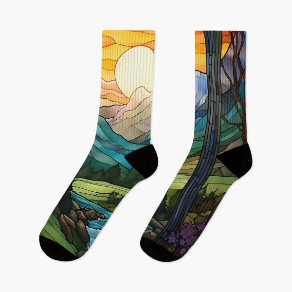 Item preview, Stained Glass Landscape Art designed and sold by FrostyForge.