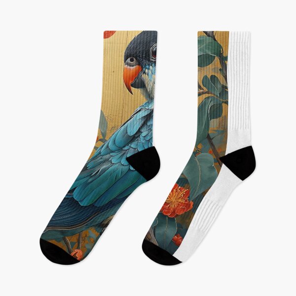 Item preview, Lorikeet Standing in turquoise water with red sun designed and sold by Rockwpapart.