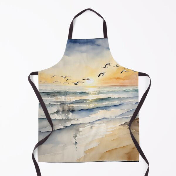 Item preview, Coastal Sunrise Serenity: Golden Sands and Seagulls - Watercolor Landscape designed and sold by 5lav.
