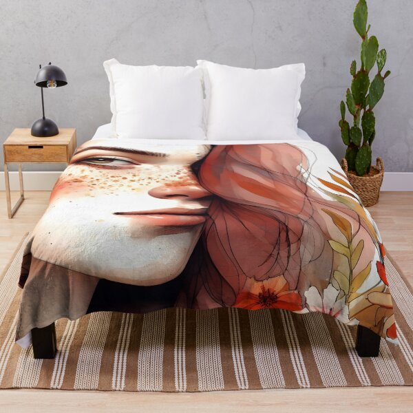Item preview, Autumn's Intrigue A Portrait of Freckles and Wildflowers cute gift for her bedroom designed and sold by naivnoia.
