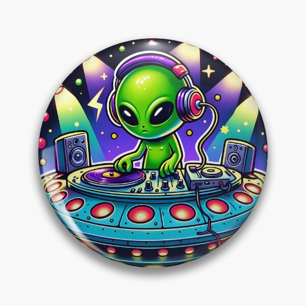 Artikelvorschau, Grüner Alien-Weltraum-DJ entworfen und verkauft von PeelZinc.