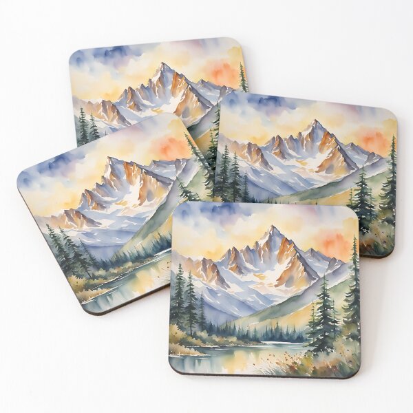 Item preview, Majestic Mountain Peaks: Alpine Sunrise Splendor - Watercolor Landscape designed and sold by 5lav.