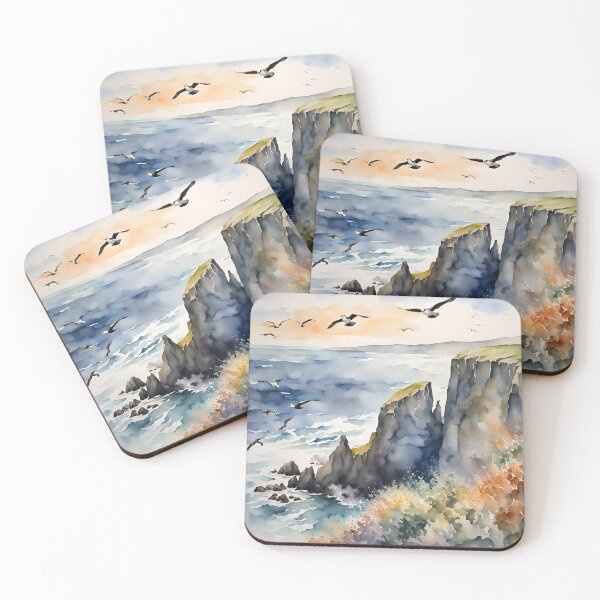 Item preview, Coastal Cliff Majesty: Ocean Views and Seabird Soaring - Watercolor Landscape designed and sold by 5lav.