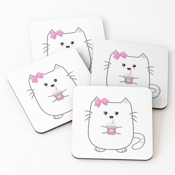 Item preview, White Kitty with a Cup of Coffee designed and sold by Hello-Cuties.