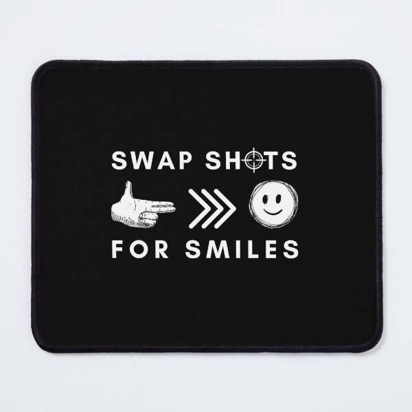 Item preview, funny anti gun Swap Shots For Smiles protest designed and sold by MotivaChic.