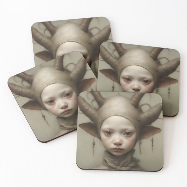 Item preview, Creepy Child with Monstrous Headdress designed and sold by Pixel Press Prints.