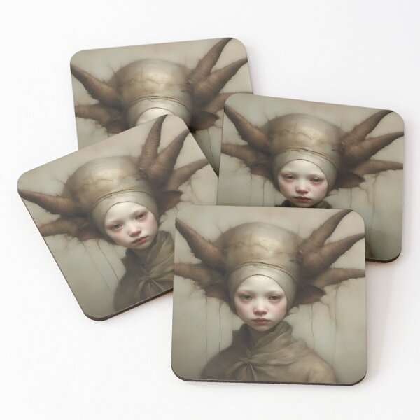 Item preview, Creepy Child with Monstrous Headdress designed and sold by Pixel Press Prints.