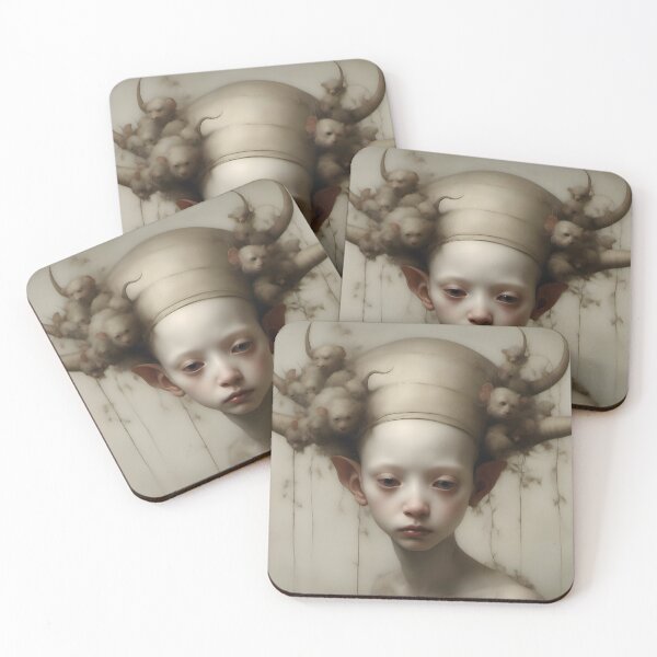 Item preview, Creepy Child with Monstrous Headdress designed and sold by Pixel Press Prints.