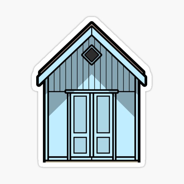 Blue Beach Hut Sticker