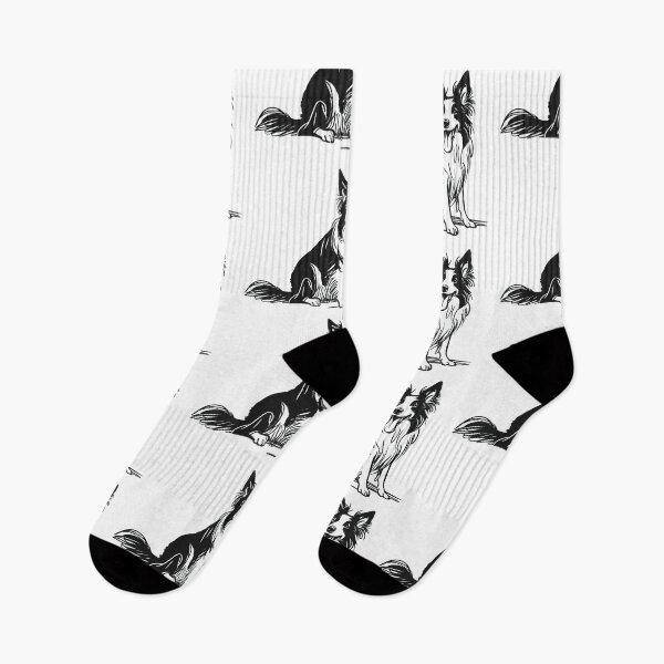Item preview, Black and White Charcoal Sketch Border Collie designed and sold by pixiedustpaint.