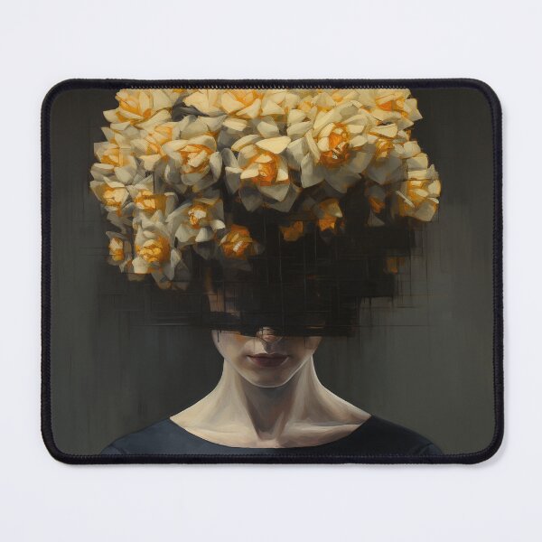 Item preview, Woman of the Darkness - Woman with flower head boho modern unique art designed and sold by olivergraham.