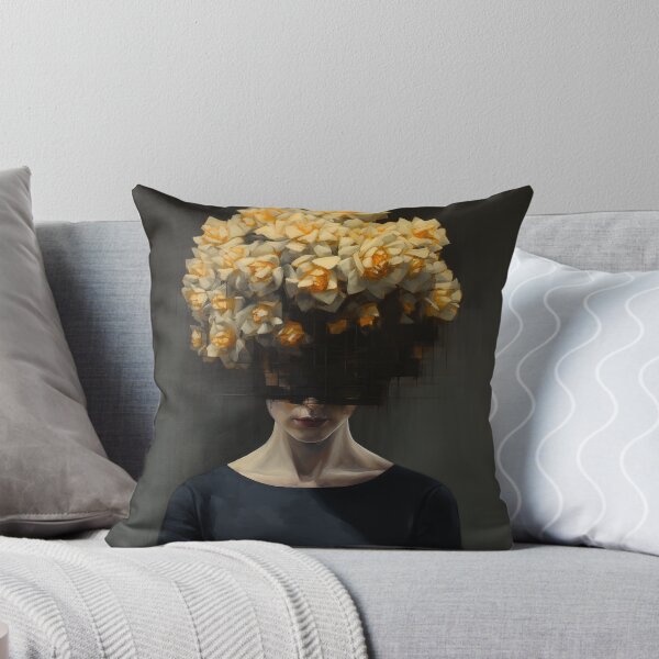 Aperçu de l'œuvre Femme des Ténèbres - Femme avec tête de fleur boho art unique moderne créée et vendue par olivergraham.