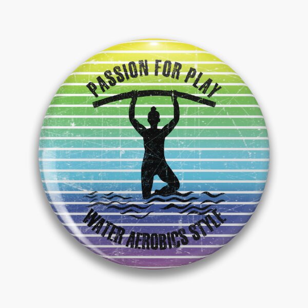Item preview, Woman with pool noodles practicing water aerobics against the background of rainbow stripes designed and sold by HarridanCreates.