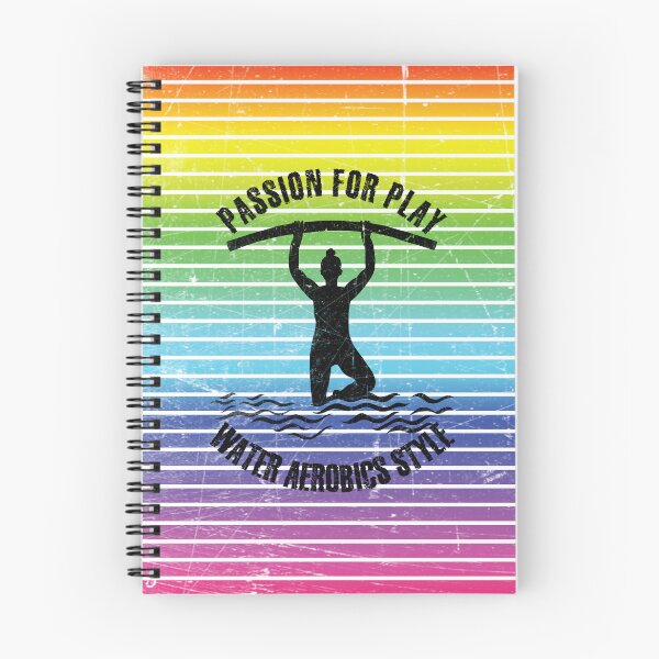 Item preview, Woman with pool noodles practicing water aerobics against the background of rainbow stripes designed and sold by HarridanCreates.