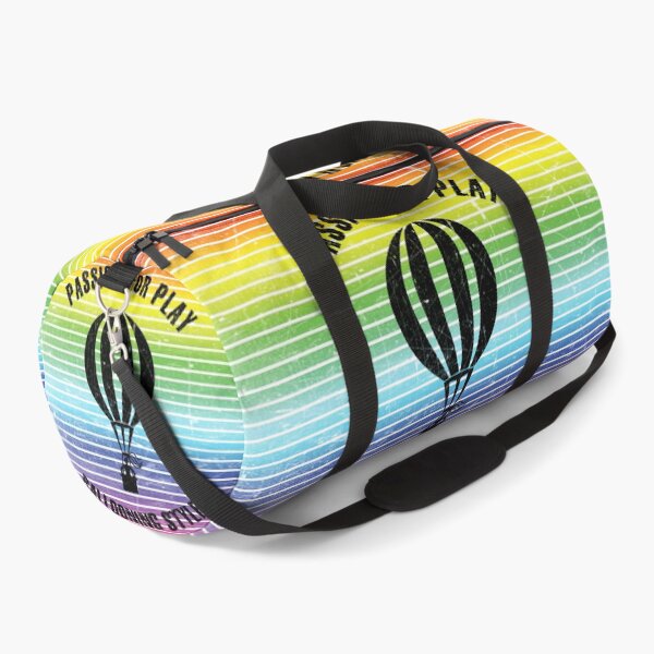 Item preview, Black silhouette of a woman in a balloon against the background of rainbow stripes designed and sold by HarridanCreates.
