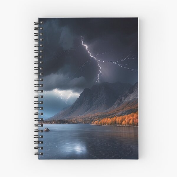 Item preview, Beautiful landscape with high mountain peaks next to a lake. Dark mode colors.  designed and sold by digoarpi.