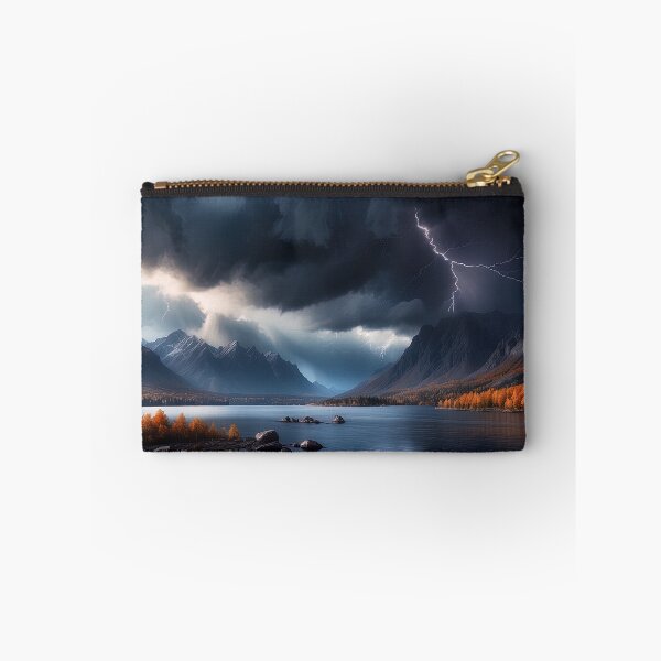Item preview, Beautiful landscape with high mountain peaks next to a lake. Dark mode colors.  designed and sold by digoarpi.