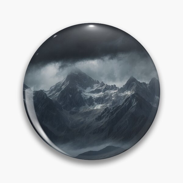Item preview, Beautiful landscape with high mountain peaks next to a lake. Dark mode colors.  designed and sold by digoarpi.