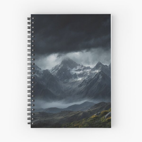 Item preview, Beautiful landscape with high mountain peaks next to a lake. Dark mode colors.  designed and sold by digoarpi.