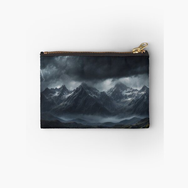 Item preview, Beautiful landscape with high mountain peaks next to a lake. Dark mode colors.  designed and sold by digoarpi.