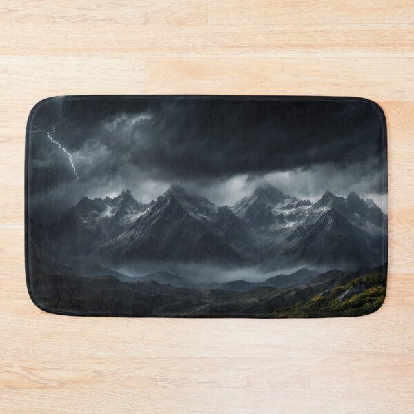 Item preview, Beautiful landscape with high mountain peaks next to a lake. Dark mode colors.  designed and sold by digoarpi.