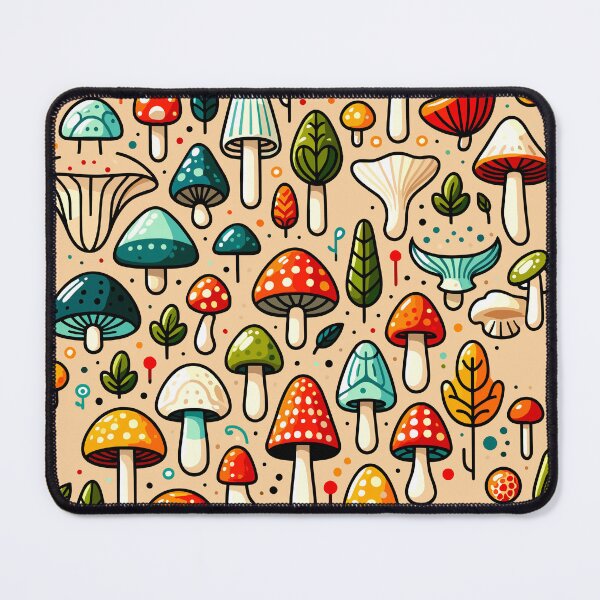 Item preview, Mushroom pattern with Simple illustration, Enchanted Forest Fungi: A Colorful Mushroom Mosaic designed and sold by FEBRICAST.