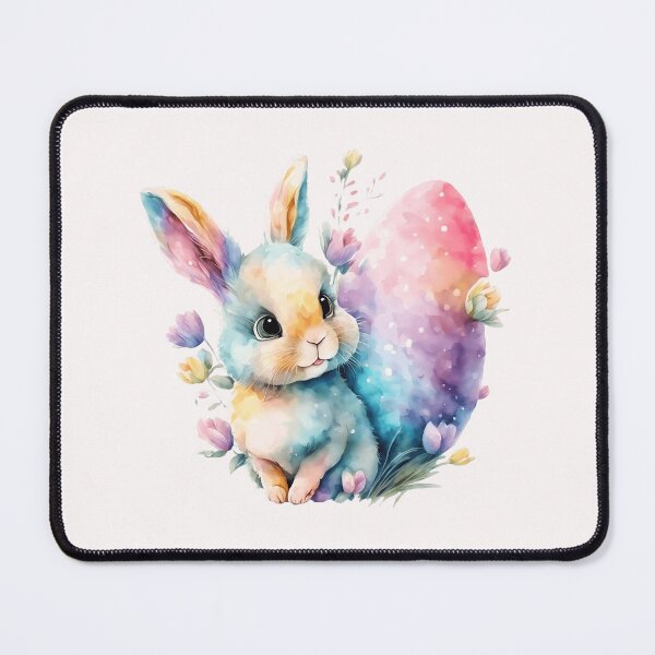 Item preview, Easter bunny with eggs and flowers, cute watercolor pastel designed and sold by Margival.