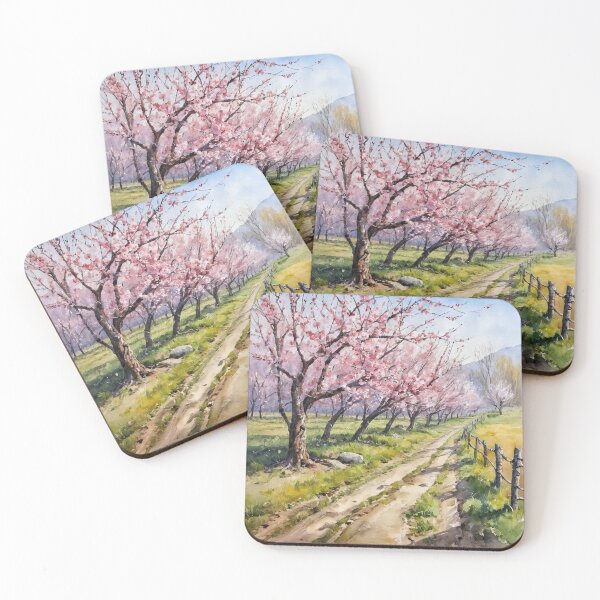 Item preview, An old road in the orchard with blooming trees. Spring time landscape. designed and sold by twisted-dot.