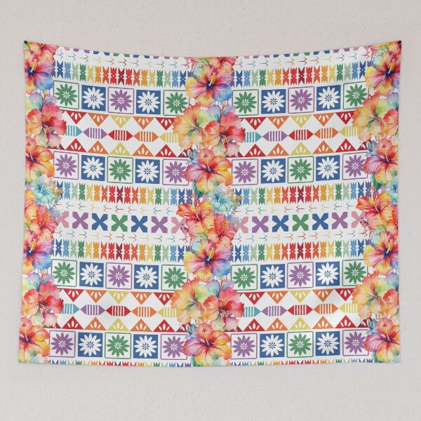 Item preview, Fiji Tropical Island Rainbow Hibiscus Pattern designed and sold by lolomastudio.