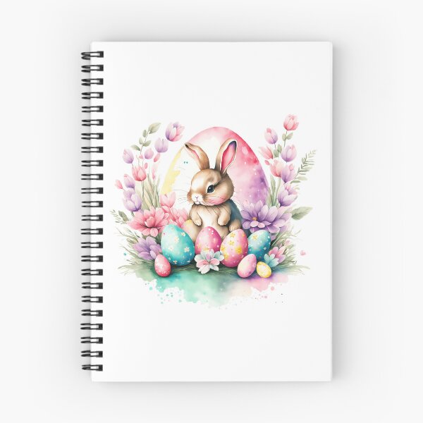 Item preview, Easter bunny with eggs and flowers, cute watercolor pastel designed and sold by Margival.