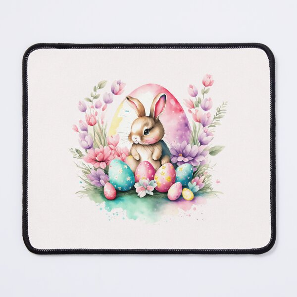 Item preview, Easter bunny with eggs and flowers, cute watercolor pastel designed and sold by Margival.