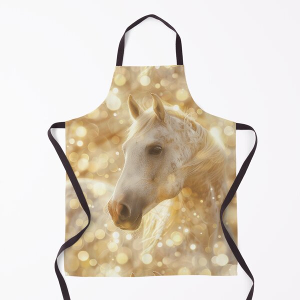 Item preview, Gleaming White Horse in Golden Radiance - sparkle - gold - shiny designed and sold by PICbyFemke.