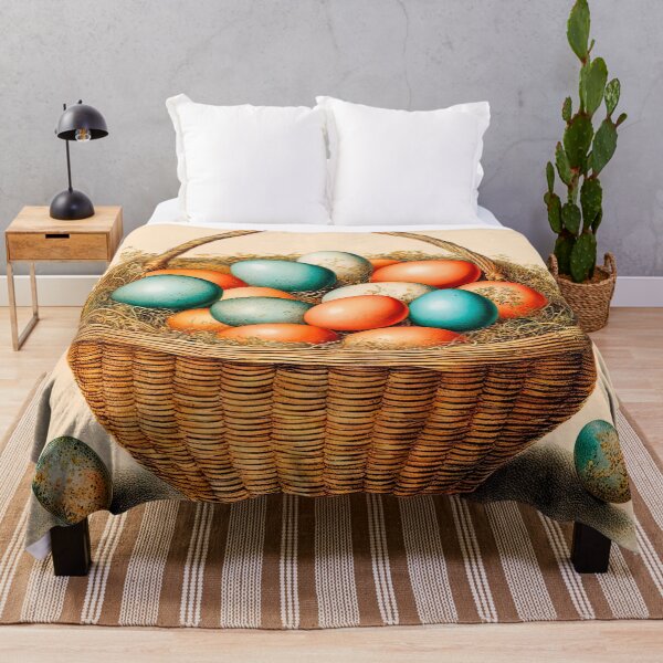 Item preview, Easter basket with colorful eggs in the style of an old postcard. Vintage festive design in a nostalgic antique style. designed and sold by LanaGustavsson.