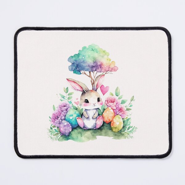 Item preview, Easter bunny with eggs and flowers, cute watercolor pastel designed and sold by Margival.