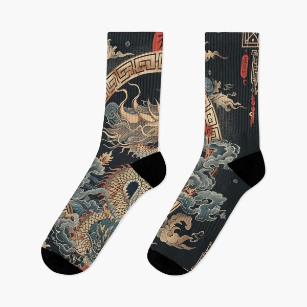 Item preview, Gold Chinese Dragon / Black Background With Clouds designed and sold by GrinGalore.
