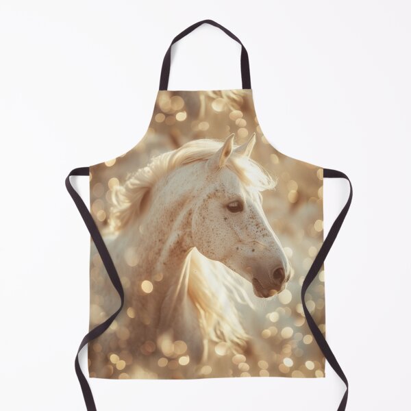 Item preview, Ethereal White Horse with Golden Highlights - sparkle - gold - shiny designed and sold by PICbyFemke.