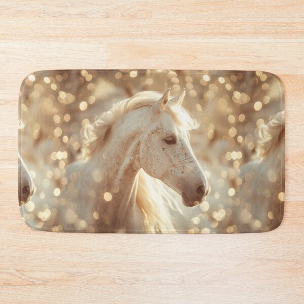 Item preview, Ethereal White Horse with Golden Highlights - sparkle - gold - shiny designed and sold by PICbyFemke.