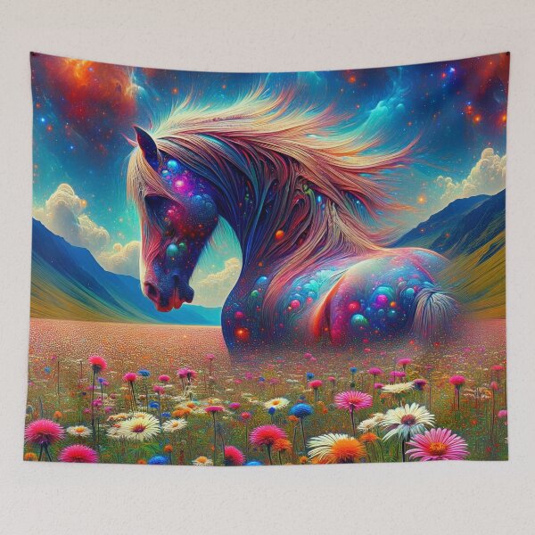 Item preview, Horse in flower meadow designed and sold by Pferde-Fanshop.