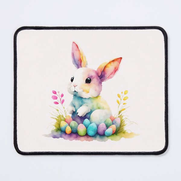 Item preview, Easter bunny with eggs and flowers, cute watercolor pastel designed and sold by Margival.
