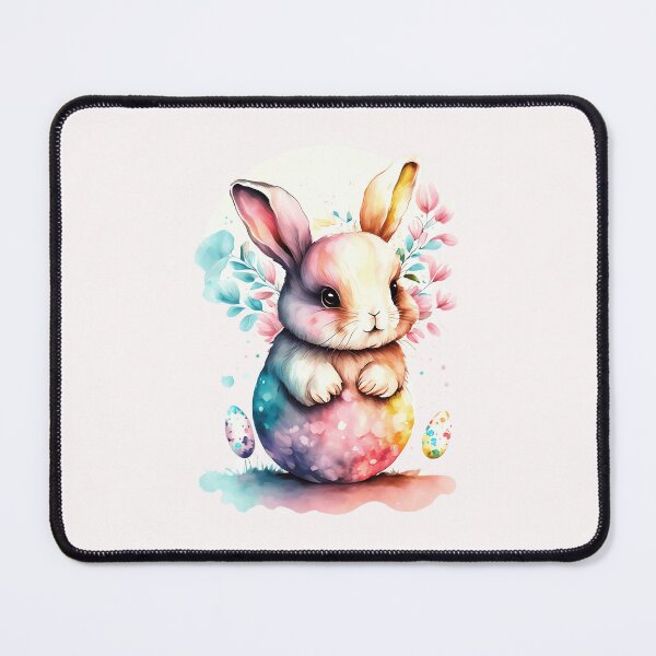 Item preview, Easter bunny with eggs and flowers, cute watercolor pastel designed and sold by Margival.