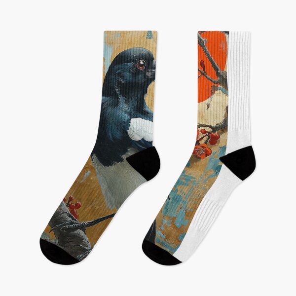 Item preview, Magpie Standing in turquoise water with red_sun designed and sold by Rockwpapart.