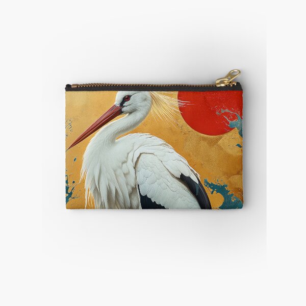 Item preview, Stork standing In turquoise water with red sun designed and sold by Rockwpapart.