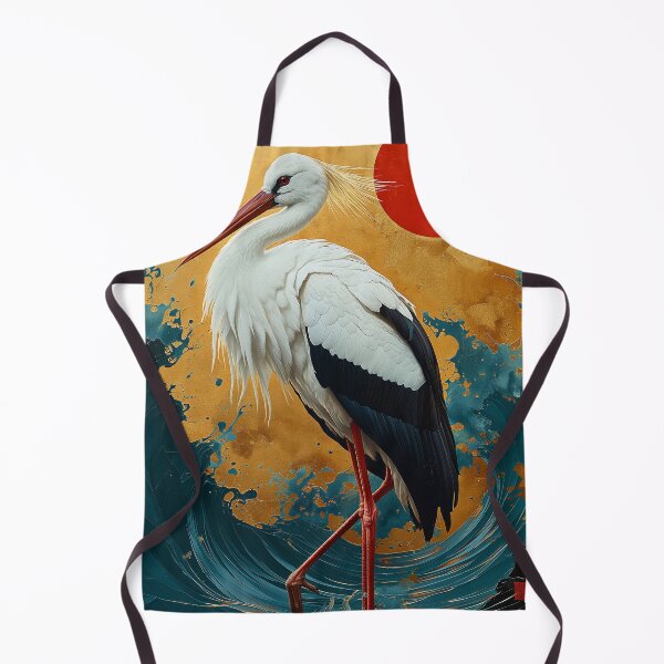 Item preview, Stork standing In turquoise water with red sun designed and sold by Rockwpapart.