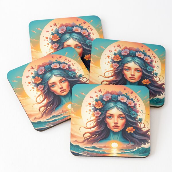 Item preview, Beautiful girl with a flower on her head Sticker designed and sold by Volcano17.