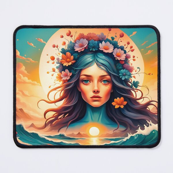 Item preview, Beautiful girl with a flower on her head Sticker designed and sold by Volcano17.