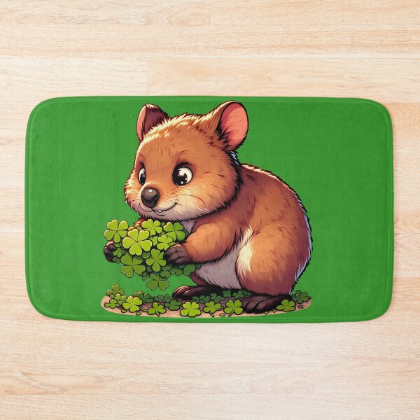 Item preview, Happy Cute Quokka picking clover designed and sold by Irbisinthebox.