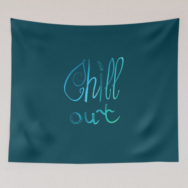 Item preview, Chill out dark teal watercolor drawing hand  lettering | Chill out blue turquoise watercolor painting words handlettering designed and sold by lausn.